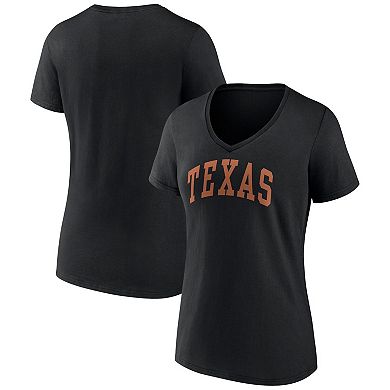 Women's Fanatics Branded Black Texas Longhorns Basic Arch V-Neck T-Shirt