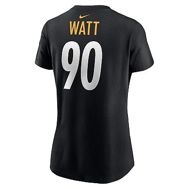 Women's Nike T.J. Watt Black Pittsburgh Steelers Player Name & Number T-Shirt