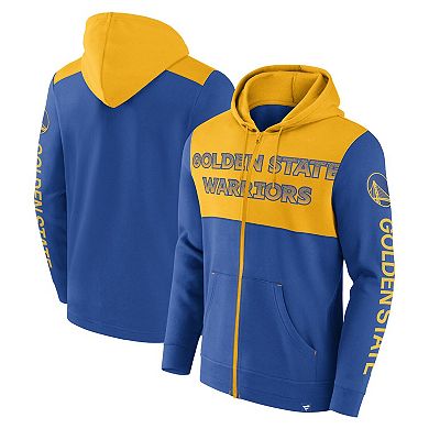 Men's Fanatics Branded Royal/Gold Golden State Warriors Skyhook Colorblock Full-Zip Hoodie