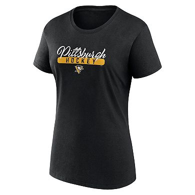 Women's Fanatics Branded Black/Gold Pittsburgh Penguins Two-Pack Fan T-shirt Set