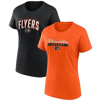 Women's Fanatics Branded Orange/Black Philadelphia Flyers Two-Pack Fan T-shirt Set