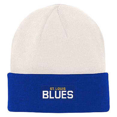 Youth Cream/Blue St. Louis Blues Logo Cuffed Knit Hat