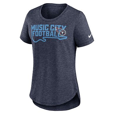 Women's Nike Heather Navy Tennessee Titans Local Fashion Tri-Blend T-Shirt