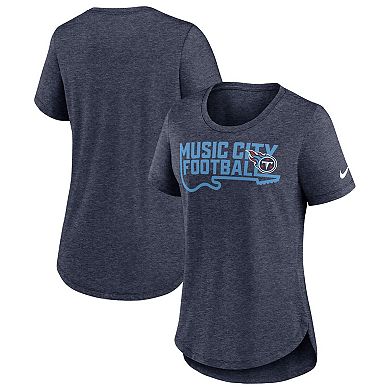 Women's Nike Heather Navy Tennessee Titans Local Fashion Tri-Blend T-Shirt