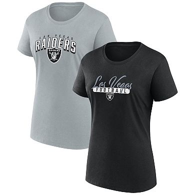 Women's Fanatics Branded  Black/Gray Las Vegas Raiders Fan T-Shirt Combo Set