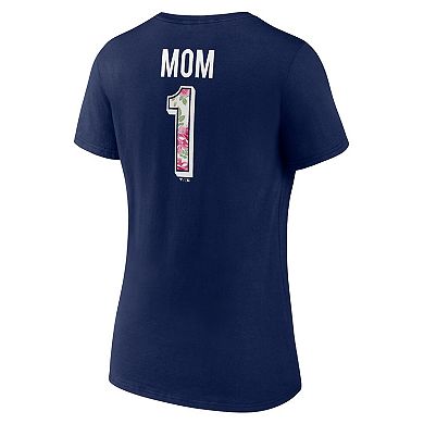 Women's Navy Boston Red Sox Mother's Day Plus Size Best Mom Ever V-Neck T-Shirt