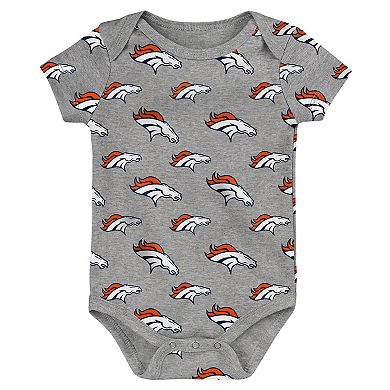 Newborn & Infant Orange/Gray Denver Broncos Two-Pack Double Up Bodysuit Set