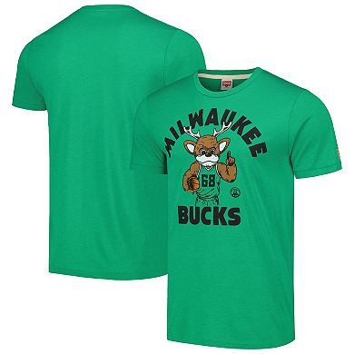 Unisex Homage Green Milwaukee Bucks Team Mascot Tri-Blend T-Shirt