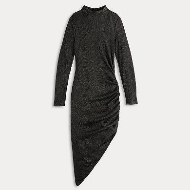 Juniors' Almost Famous Long Sleeve Asymmetrical Midi Dress