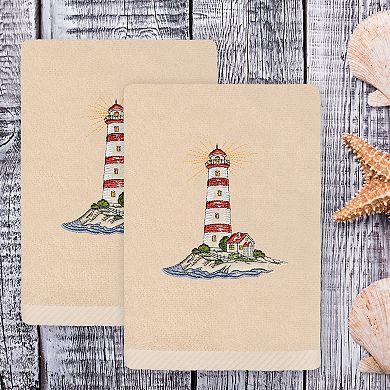 Linum Home Textiles Summer Lighthouse Embroidered Turkish Cotton Set of 2 Hand Towels