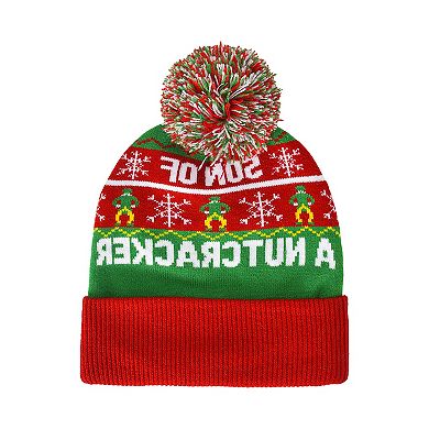 Elf Son of a Nutcracker Fair Isle Knit Pompom Beanie