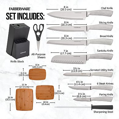 Farberware 18-pc. Knife Block Set with Cutting Board Set