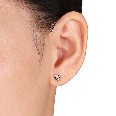 Stella Grace 10k Rose Gold Heart-Cut Morganite Solitaire Stud Earrings