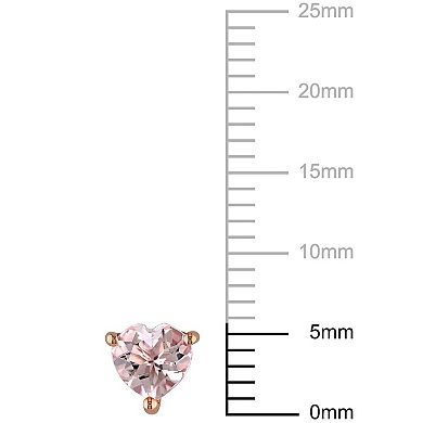 Stella Grace 10k Rose Gold Heart-Cut Morganite Solitaire Stud Earrings