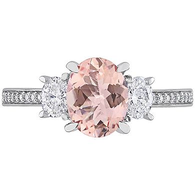 Stella Grace 14k White Gold Morganite & 5/8 Carat T.W. Diamond Halo Engagement Ring
