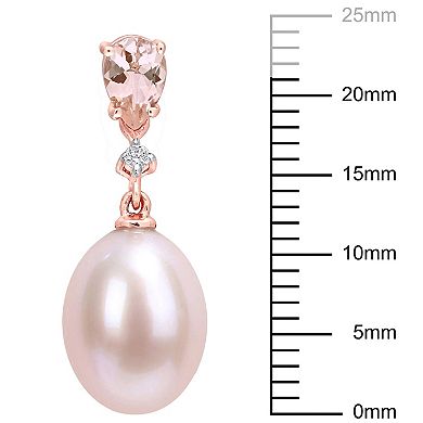 Stella Grace 10k Rose Gold Pink Freshwater Cultured Pearl, Morganite & Diamond Accent Drop Earrings