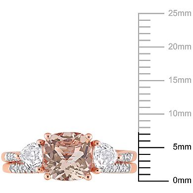 Stella Grace 10k Rose Gold Morganite, White Topaz & 1/10 Carat T.W. Diamond Bridal Ring Set