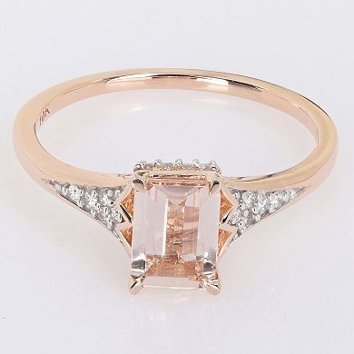 Stella Grace 10k Rose Gold Morganite & 1/10 Carat T.W. Diamond Engagement Ring