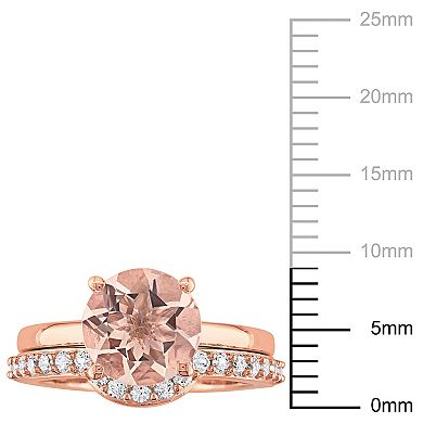 Stella Grace 10K Rose Gold Morganite & Created White Sapphire Bridal Ring Set