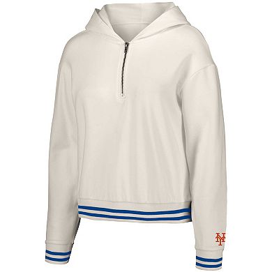 Women's Lusso Style  White New York Mets Magnolia Tri-Blend Quarter-Zip Hoodie
