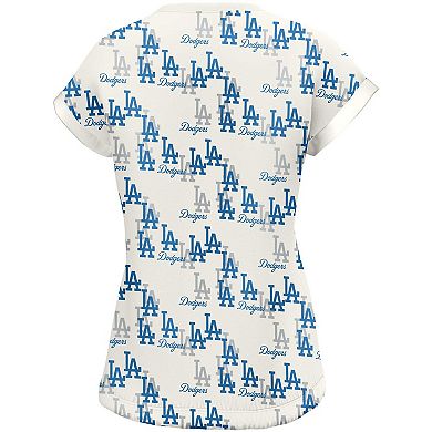 Women's Lusso Style  White Los Angeles Dodgers Madge Dolman Tri-Blend T-Shirt