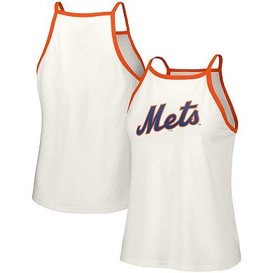 Women's Lusso Style  White New York Mets Nadine Halter Tank Top