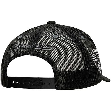 Men's Mitchell & Ness Black Brooklyn Nets Team Seal Trucker Snapback Hat