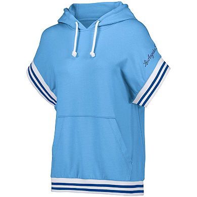 Women's Lusso Style  Light Blue Los Angeles Dodgers Mabel Tri-Blend Short Sleeve Pullover Hoodie