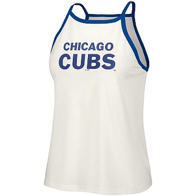 Women's Lusso Style  White Chicago Cubs Nadine Halter Tank Top