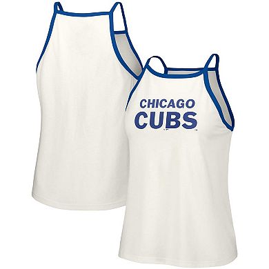 Women's Lusso Style  White Chicago Cubs Nadine Halter Tank Top