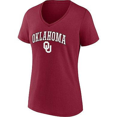 Women's Fanatics Branded Crimson Oklahoma Sooners Evergreen Campus V-Neck T-Shirt