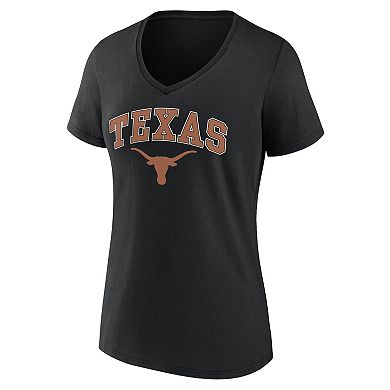 Women's Fanatics Branded Black Texas Longhorns Evergreen Campus V-Neck T-Shirt