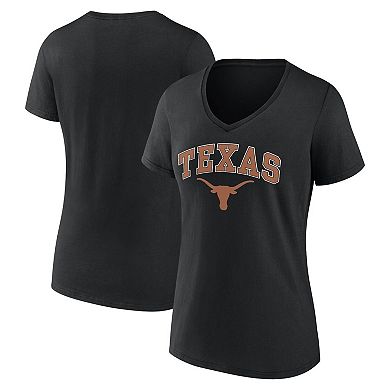 Women's Fanatics Branded Black Texas Longhorns Evergreen Campus V-Neck T-Shirt