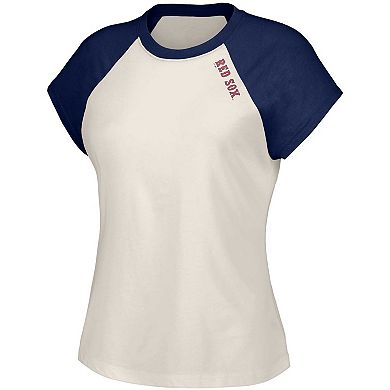 Women's Lusso Style  White Boston Red Sox Nikki Raglan T-Shirt