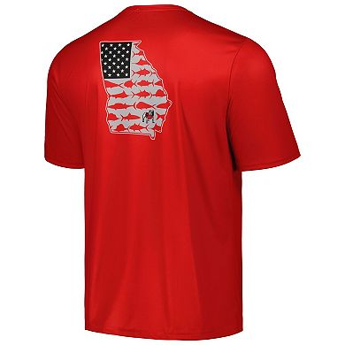 Men's Columbia Red Georgia Bulldogs Terminal Tackle Omni-Shade T-Shirt