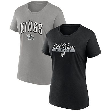 Women's Fanatics Branded Black/Gray Los Angeles Kings Two-Pack Fan T-shirt Set
