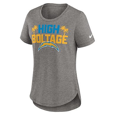 Women's Nike Heather Charcoal Los Angeles Chargers Local Fashion Tri-Blend T-Shirt