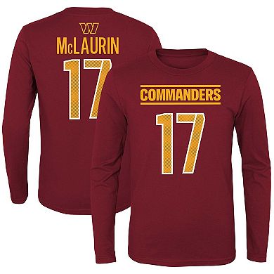 Youth Terry McLaurin Burgundy Washington Commanders Mainliner Player Name & Number Long Sleeve T-Shirt