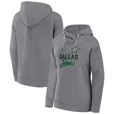 Women's Fanatics Branded Heather Gray Dallas Stars Script Favorite Pullover Hoodie