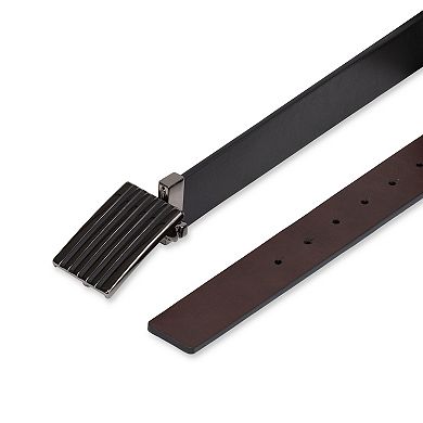 Men's Sonoma Goods For Life® Two-In-One Reversible Stripe Texture Plaque Buckle Belt