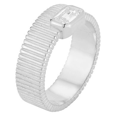 Sunkissed Sterling Cubic Zirconia Ribbed Ring