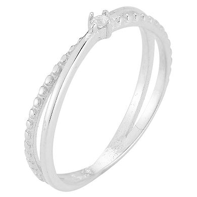 Sunkissed Sterling Sterling Silver Cubic Zirconia Crisscross Ring