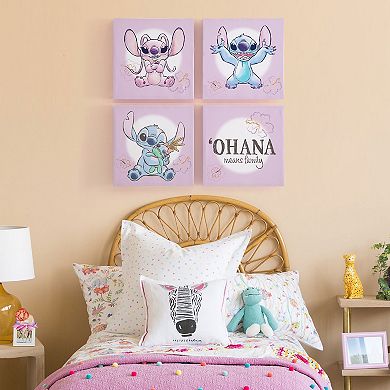 Disney Lilo and Stitch Ohana Family Canvas Wall Art 4-piece Set by Idea Nuova
