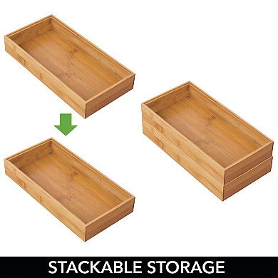 mDesign Stackable 12" Long Wooden Drawer Organizer - 6 Pack, Natural Wood