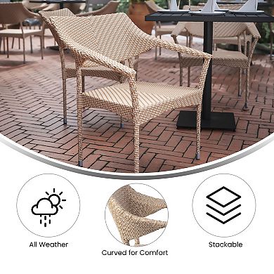 Merrick Lane Cheri Fade and Weather Resistant Modern PE Rattan Patio Dining Chair with Reinforced Steel Frame