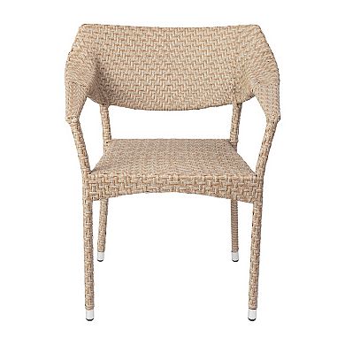 Merrick Lane Cheri Fade and Weather Resistant Modern PE Rattan Patio Dining Chair with Reinforced Steel Frame