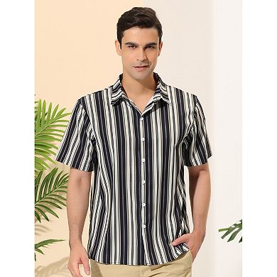 Men's Striped Shirt Short Sleeves Casual Button Down Beach Shirts