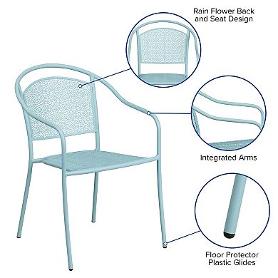 Emma And Oliver Commercial Grade 5 Pack Indoor-outdoor Steel Patio Arm Chair With Round Back