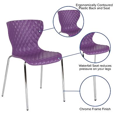 Emma and Oliver 4 Pack Contemporary Design Plastic Stack Chair