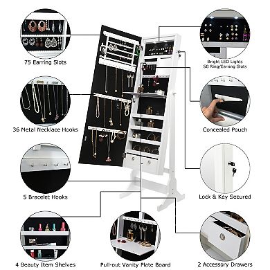 Katy Jewelry Armoire Lockable with LED Lights